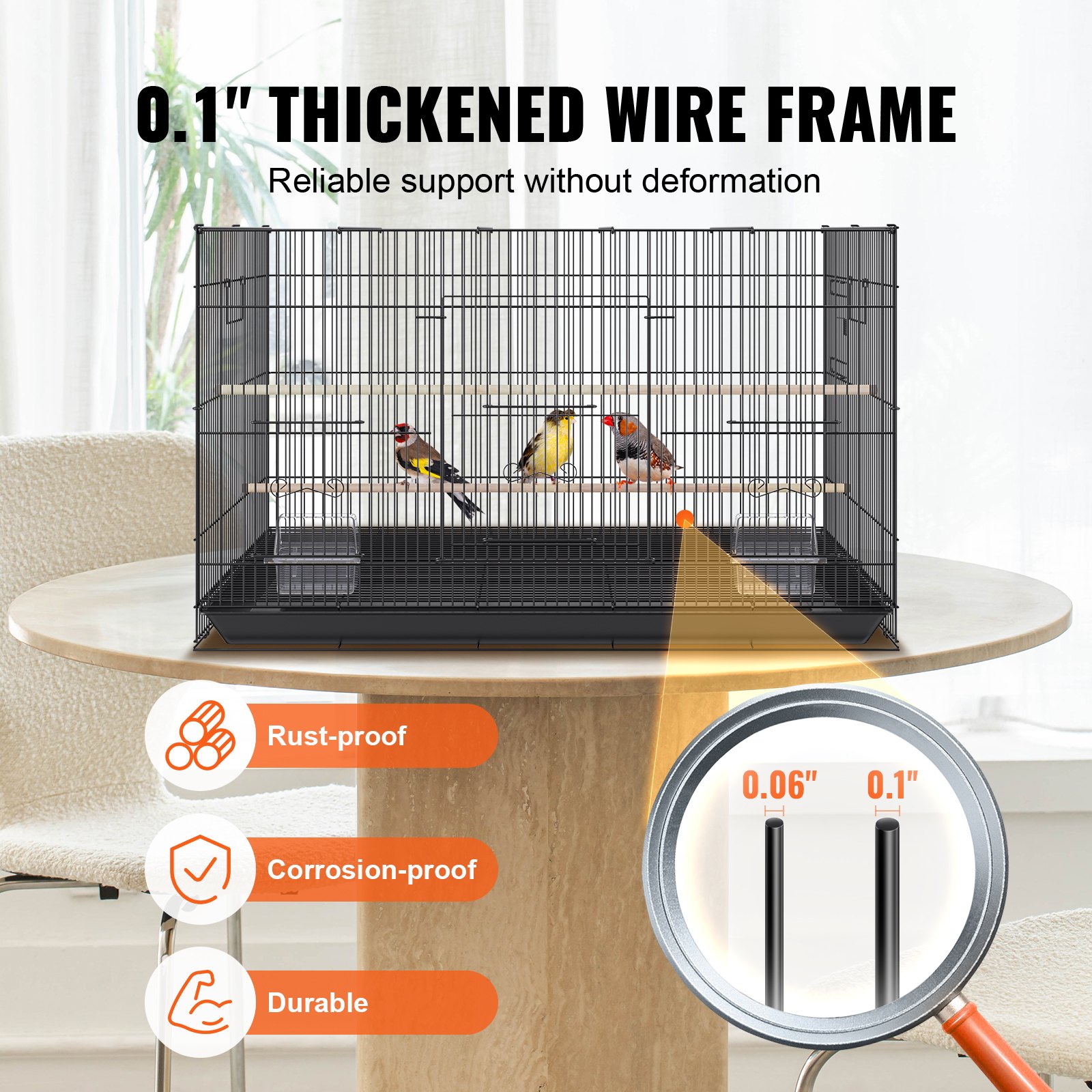 30 Inch Bird Cage, Metal Large Parakeet Cages For Cockatiels Small Parrot Budgies Lovebirds Canaries, Pet Bird Cage With Rolling Stand And Tray photo 3