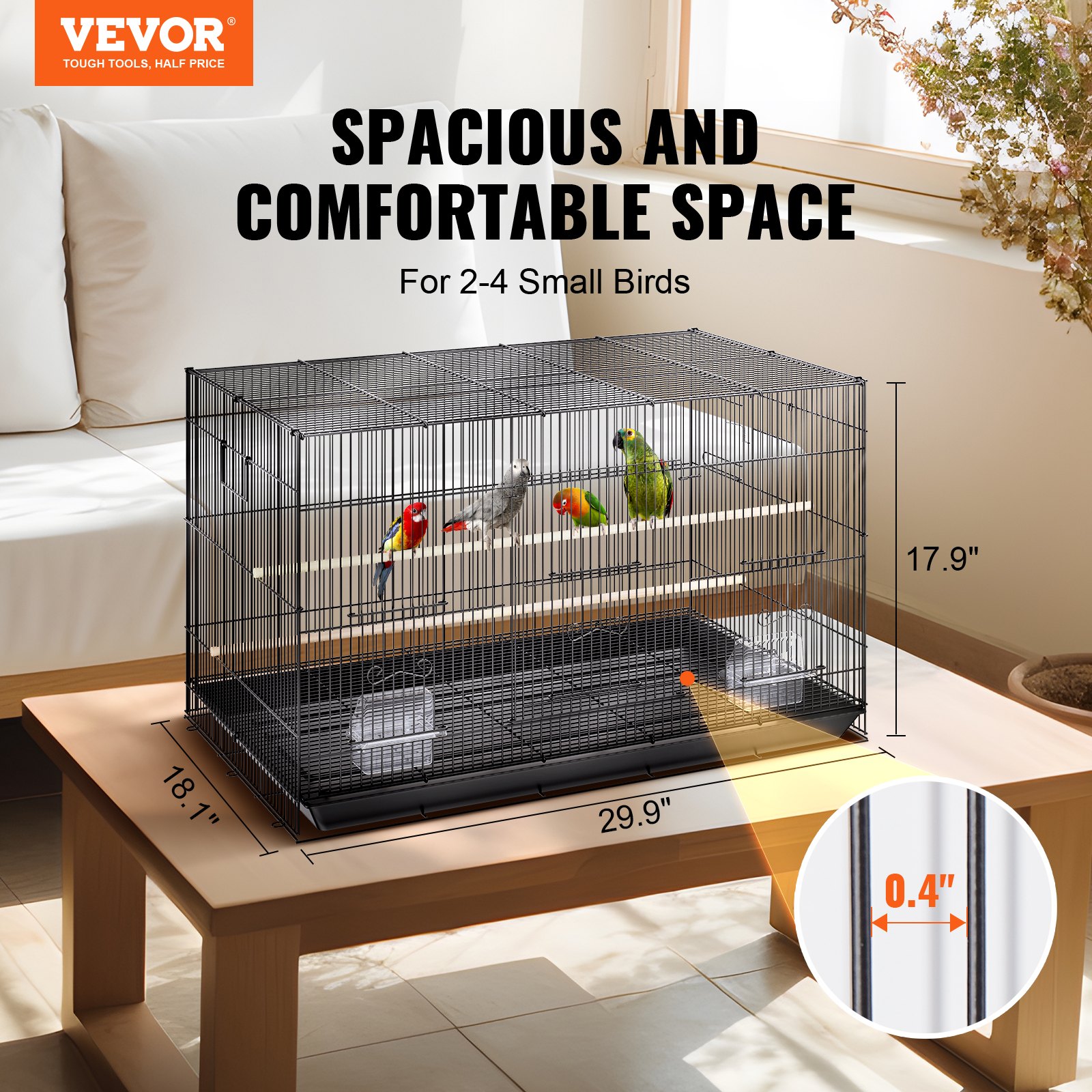 30 Inch Bird Cage, Metal Large Parakeet Cages For Cockatiels Small Parrot Budgies Lovebirds Canaries, Pet Bird Cage With Rolling Stand And Tray photo 5