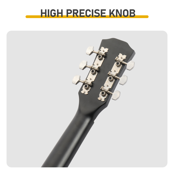 Matte Black 41-inch Dreadnought Barrel-shaped Cutaway Acoustic Guitar With Pick, Strings, Capo, Gig Bag, Tuner, Wrench Tool, And Shoulder Strap photo 4