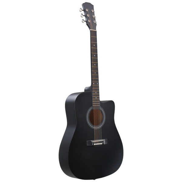 Matte Black 41-inch Dreadnought Barrel-shaped Cutaway Acoustic Guitar With Pick, Strings, Capo, Gig Bag, Tuner, Wrench Tool, And Shoulder Strap photo 2