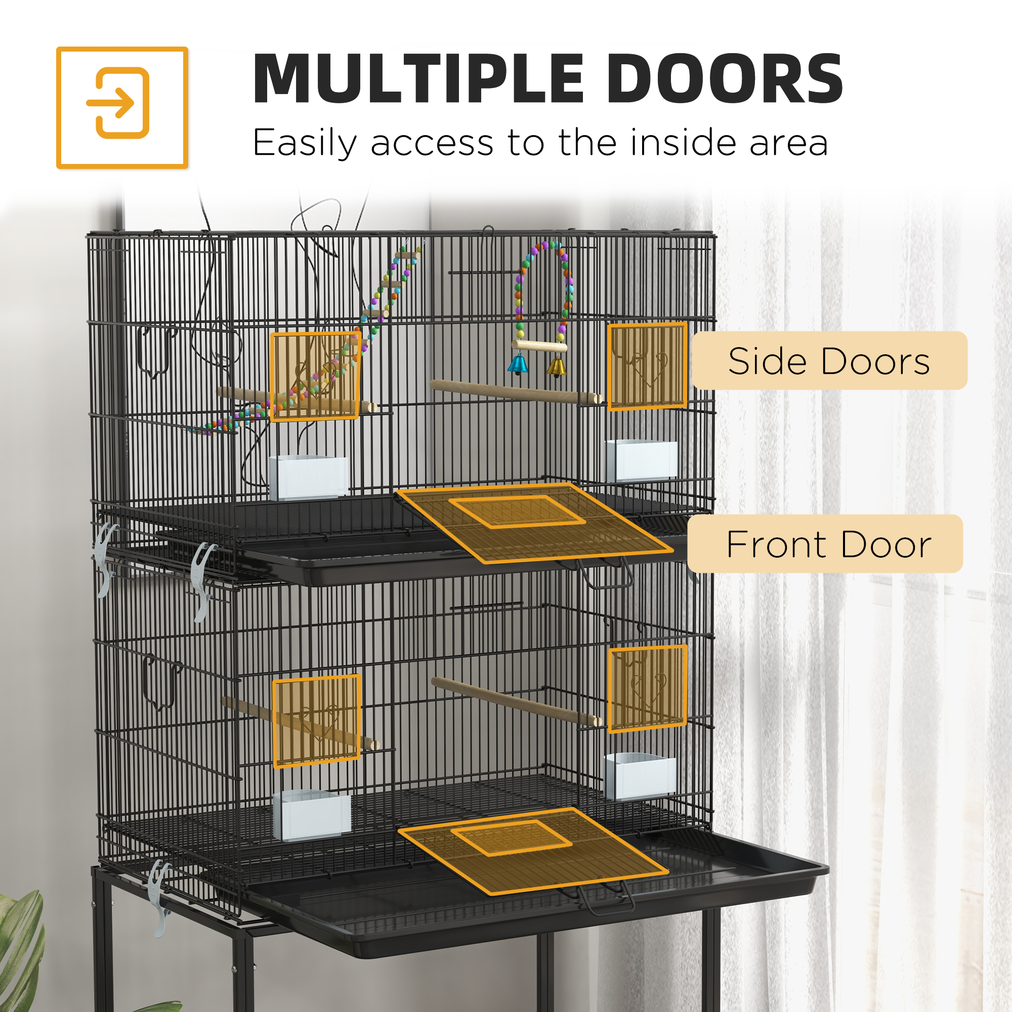 Double Stackable Bird Cage on Wheels w/ Stand, for Canaries photo 2
