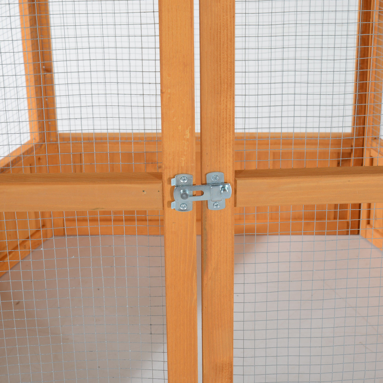 69" Wooden Hexagonal Outdoor Aviary Flight Bird Cage With Covered Roof, Brown photo 5