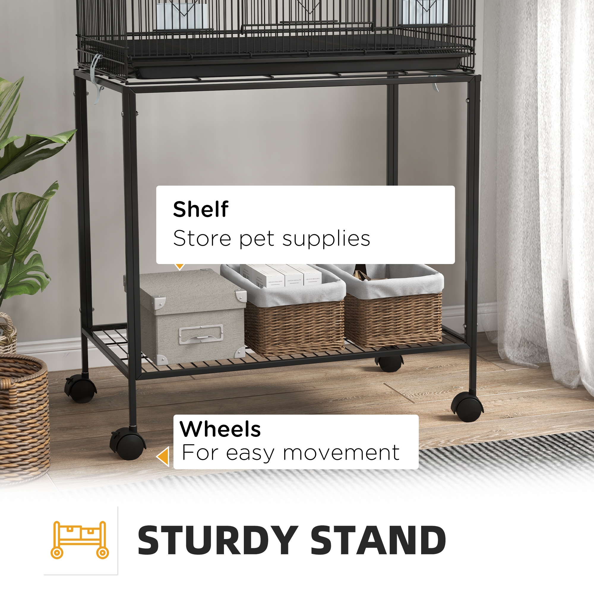 Double Stackable Bird Cage on Wheels w/ Stand, for Canaries photo 7