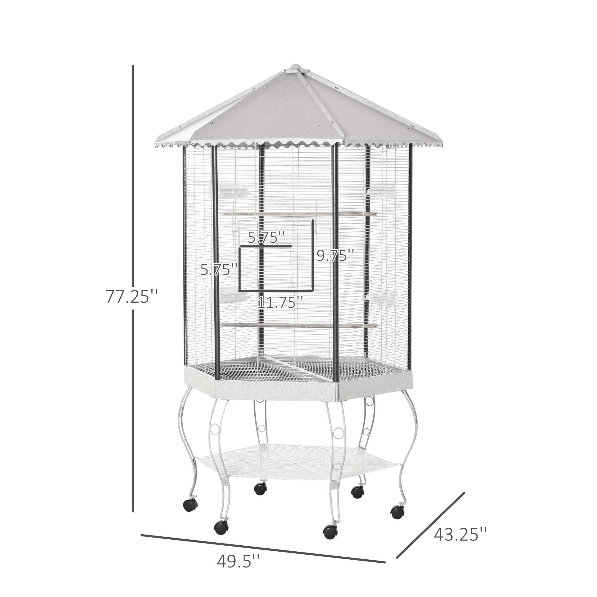 77" Flight Bird Cage Hexagon Covered Canopy Portable Aviary With Storage photo 2