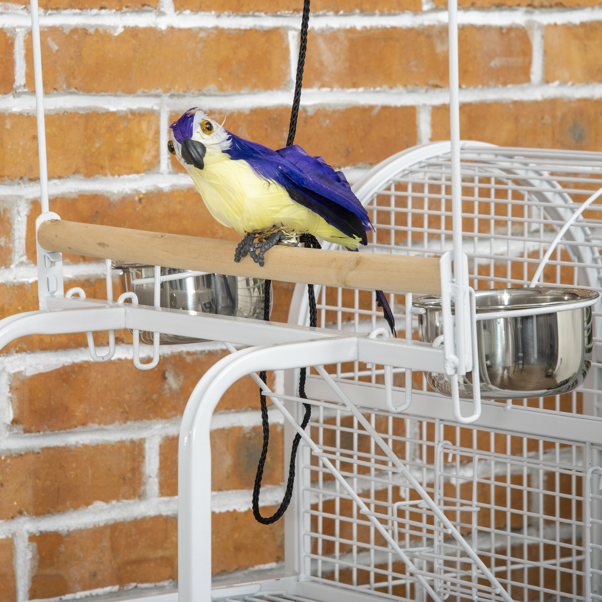 55" Large Parrot Cage with Toy Hooks Above Top Bird Perch, Tray, Food Cups, Rolling Stand, Bird Cage for Cockatiels, Parakeets, Lovebirds photo 2