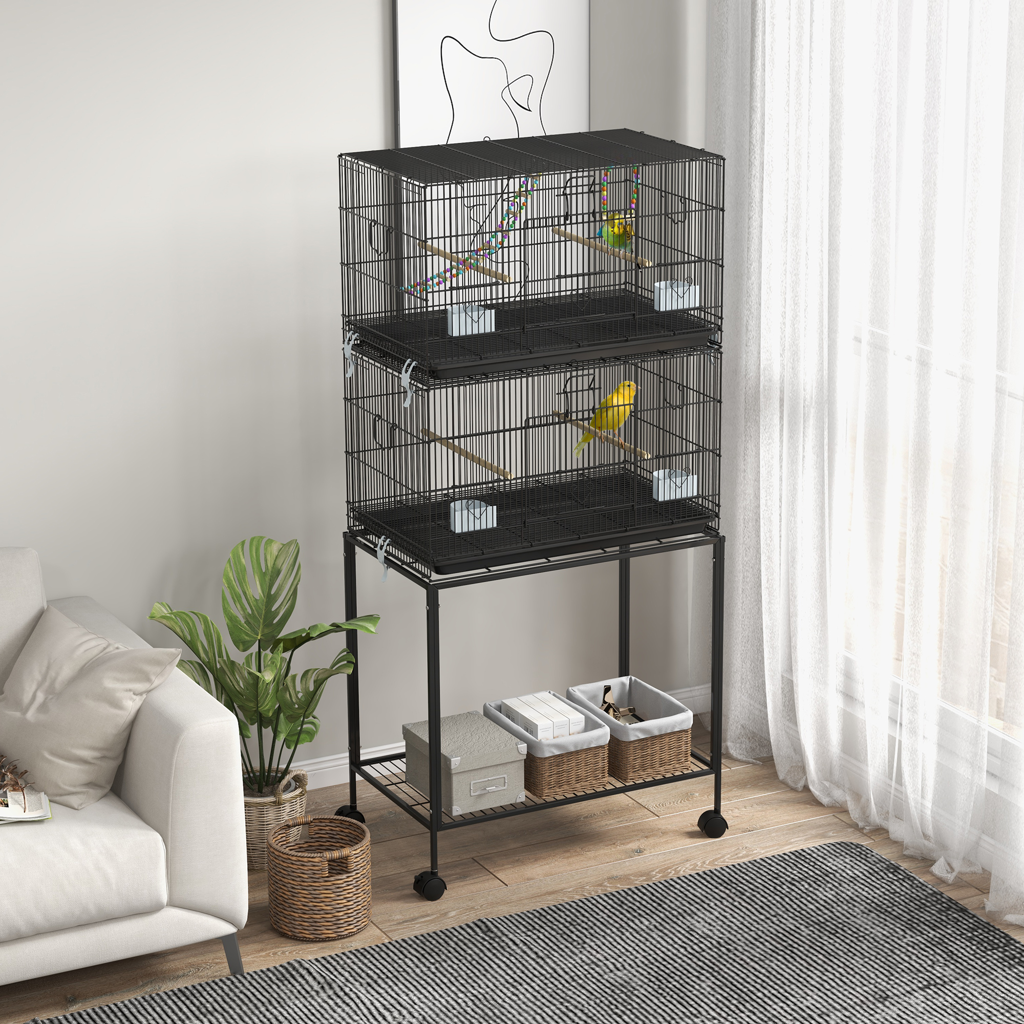 Double Stackable Bird Cage on Wheels w/ Stand, for Canaries photo 1