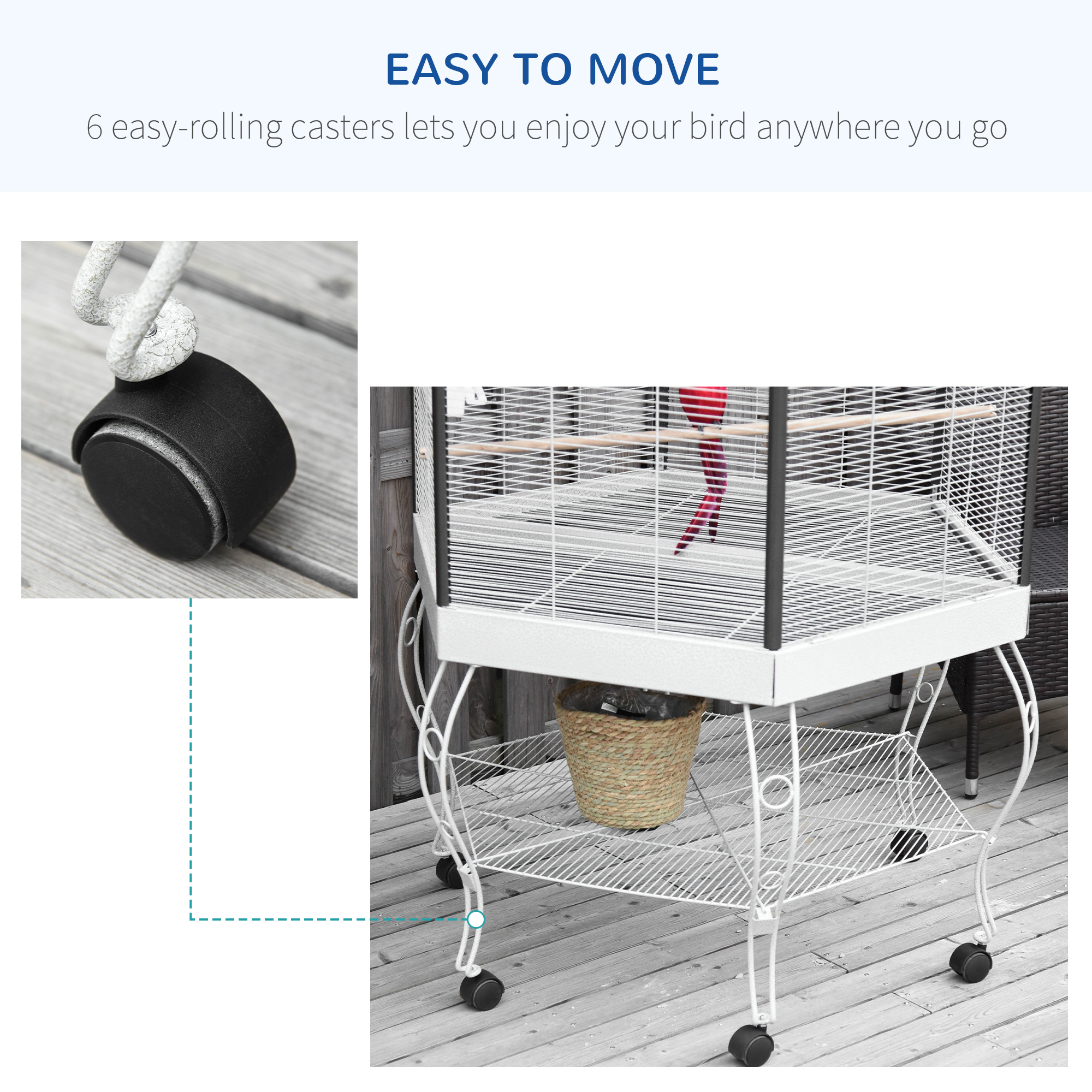 77" Flight Bird Cage Hexagon Covered Canopy Portable Aviary With Storage photo 6