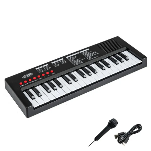 Black 37 Keys Kids Electronic Keyboard With Microphone, 8 Tones & 8 Rhythms Piano Toy For Ages 3+ photo 2