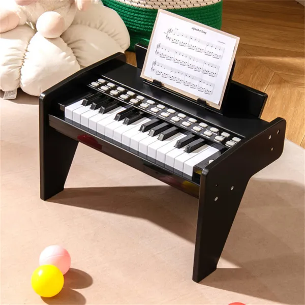25 Keys Mini Digital Piano For Kids Age 3+, Lighted Teaching Mode With 6 Tones & 15 Demo Songs-Black photo 1