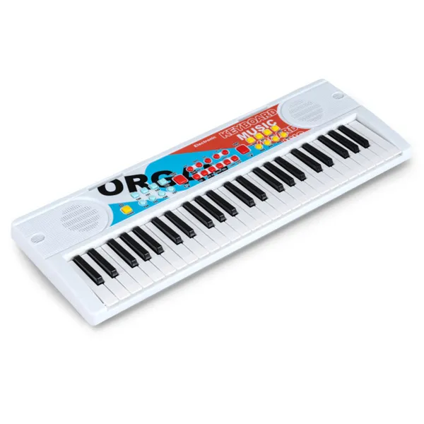 49 Keys Kids Electronic Keyboard With Microphone, 8 Tones & Rhythms Educational Music Toy For Age 3+ - White photo 4