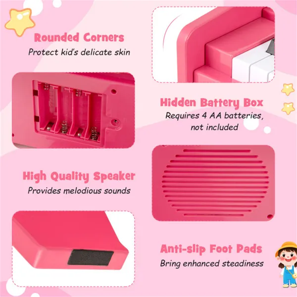 25 Keys Mini Digital Piano For Kids Age 3+, Lighted Teaching Mode With 6 Tones & 15 Demo Songs-Pink photo 4