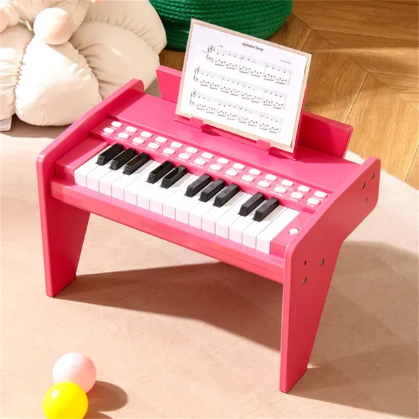 25 Keys Mini Digital Piano For Kids Age 3+, Lighted Teaching Mode With 6 Tones & 15 Demo Songs-Pink photo 6