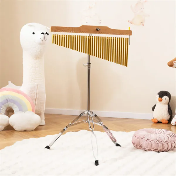 36-Tube Single-Row Wind Chime With Adjustable Tripod Stand, Portable Percussion Instrument For Church Band & Orchestra photo 2