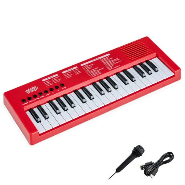 Red 37 Keys Kids Electronic Keyboard With Microphone, 8 Tones & 8 Rhythms Piano Toy For Ages 3+ photo 5