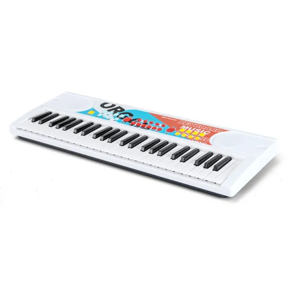 49 Keys Kids Electronic Keyboard With Microphone, 8 Tones & Rhythms Educational Music Toy For Age 3+ - White photo 5