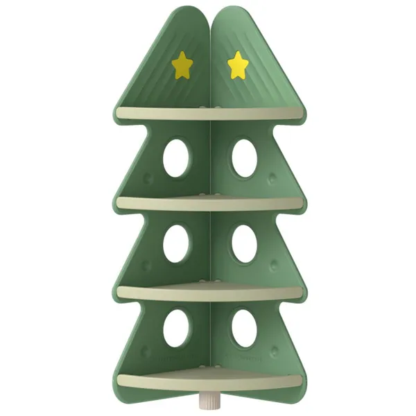 4-Tier Kids Christmas Tree Corner Bookshelf, Anti-Falling Guardrails & Anti-Tipping Kit For 3 Years photo 3