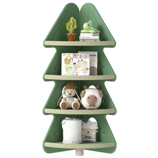 4-Tier Kids Christmas Tree Corner Bookshelf, Anti-Falling Guardrails & Anti-Tipping Kit For 3 Years photo 5