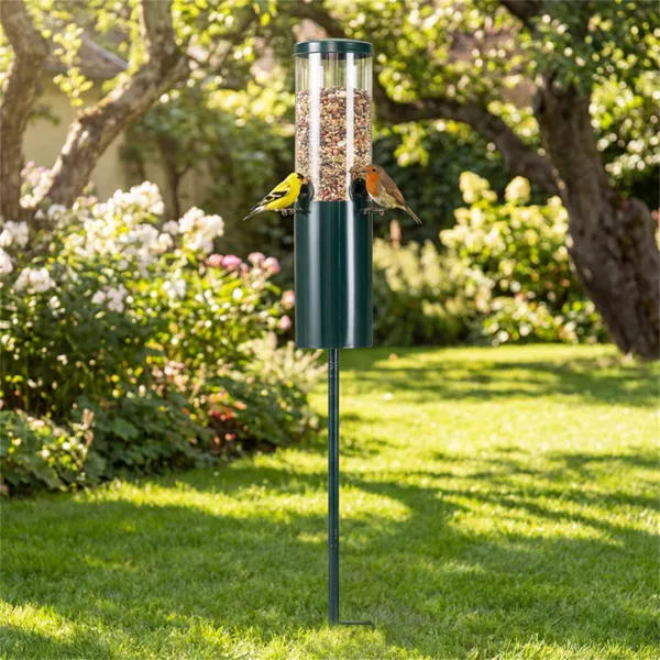 Standing Bird Feeder Squirrel-Proof, 4 Feeding Port With Perches Heavy-Duty Metal & PC Construction photo 3