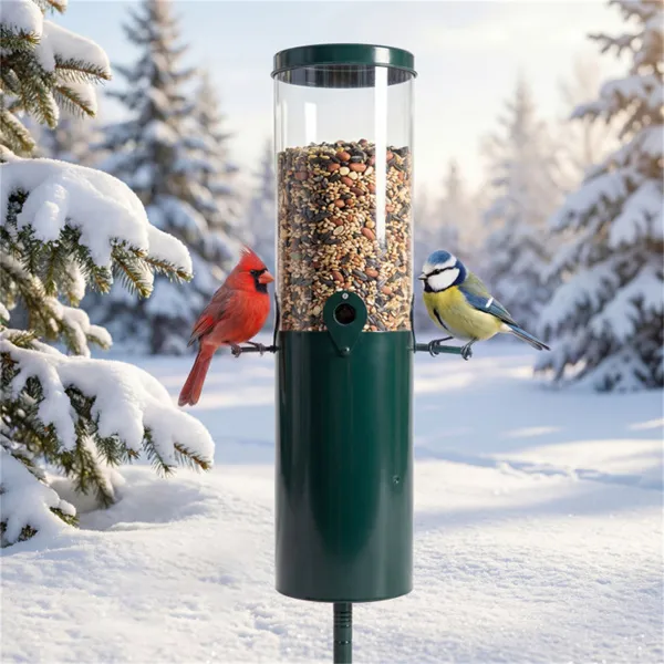 Standing Bird Feeder Squirrel-Proof, 4 Feeding Port With Perches Heavy-Duty Metal & PC Construction photo 4
