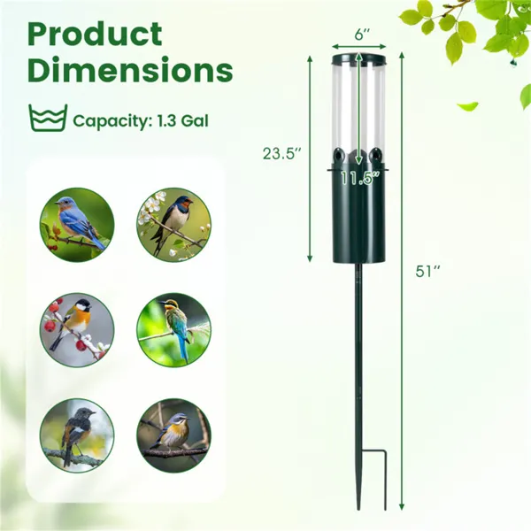 Standing Bird Feeder Squirrel-Proof, 4 Feeding Port With Perches Heavy-Duty Metal & PC Construction photo 5