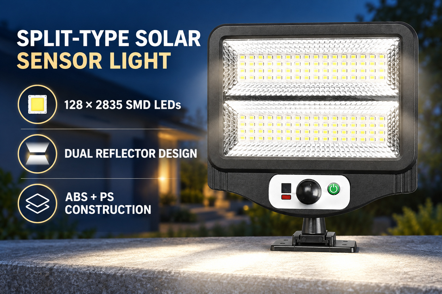 Solar Powered Rechargeable Motion Sensor LED Work Light 1500mAh For Auto W780 2 Battery Street photo 7