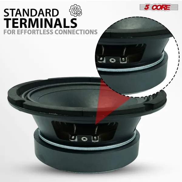 5 Core 6.5" Mid-Range Replacement 2Pc Pro Audio Car Speaker 360W 4 Ohms/8 Ohms 60W Aluminum Super Tweeters photo 5