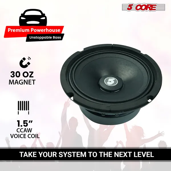 5 Core 6.5" Mid-Range Replacement 2Pc Pro Audio Car Speaker 360W 4 Ohms/8 Ohms 60W Aluminum Super Tweeters photo 2