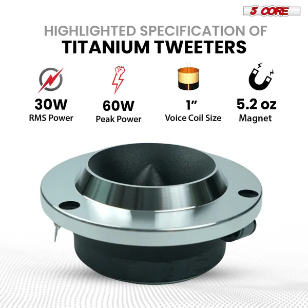 5 Core 6.5" Mid-Range Replacement 2Pc Pro Audio Car Speaker 360W 4 Ohms/8 Ohms 60W Aluminum Super Tweeters photo 3