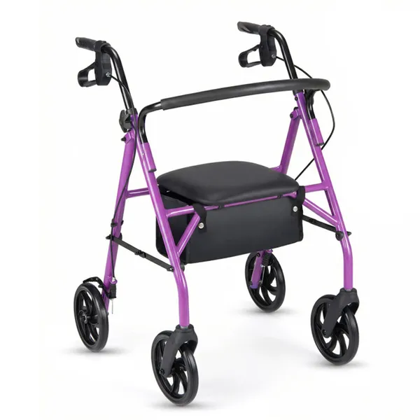 2-in-1 Rollator Walker With Seat (Purple), 8-Inch Large Wheels & Versatile Braking System, Adjustable Height photo 5