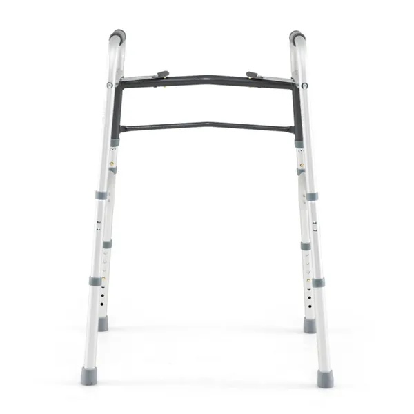 Silver Foldable Walker, 2-Button Folding Mechanism & 7-Level Adjustable Height (30"-36"), 350LBS Capacity photo 5