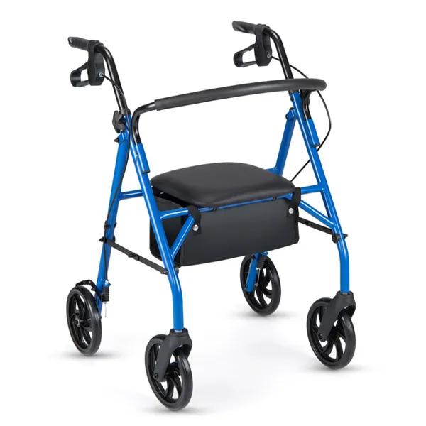 2-in-1 Rollator Walker With Seat (Blue), 8-Inch Large Wheels & Versatile Braking System, Adjustable Height photo 4