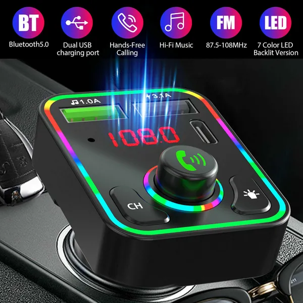 2 Pcs Wireless Car FM Transmitter Mini LED Screen MP3 Bluetooth 5.0 Fast PD Adapter photo 5