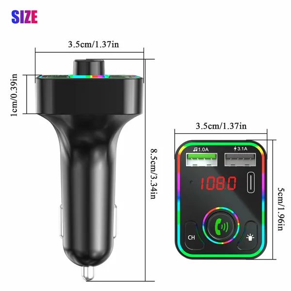2 Pcs Wireless Car FM Transmitter Mini LED Screen MP3 Bluetooth 5.0 Fast PD Adapter photo 4