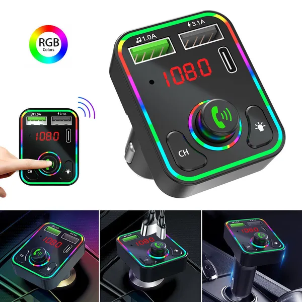 2 Pcs Wireless Car FM Transmitter Mini LED Screen MP3 Bluetooth 5.0 Fast PD Adapter photo 2