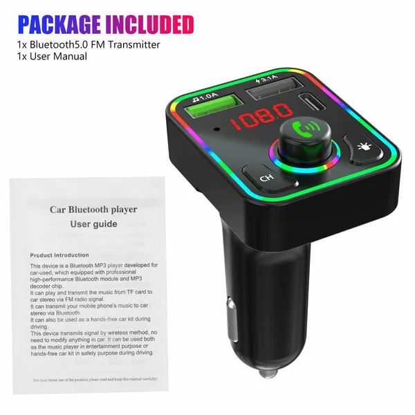 2 Pcs Wireless Car FM Transmitter Mini LED Screen MP3 Bluetooth 5.0 Fast PD Adapter photo 3