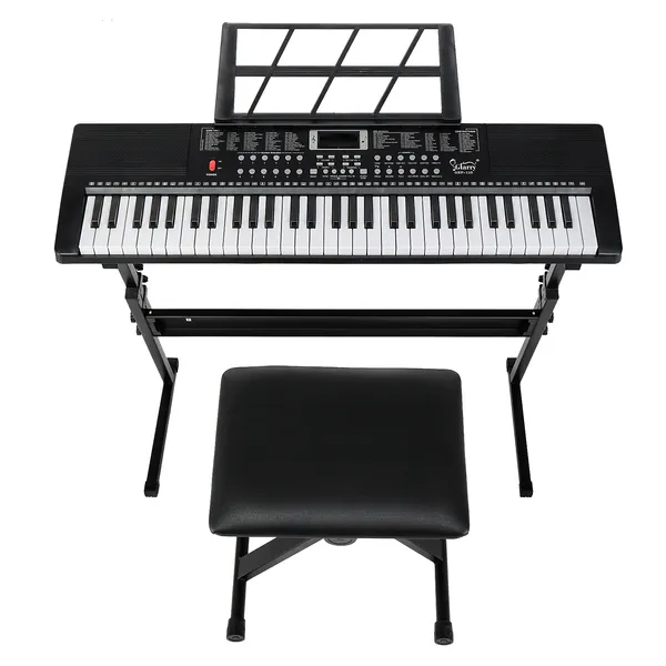 Do Not Sell On Amazon GEP-110 61 Key Keyboard With Piano Stand, Piano Bench, Built In Speakers, Headphone, Microphone, Music Rest, LED Screen, 3 Teaching Modes For Beginners photo 1