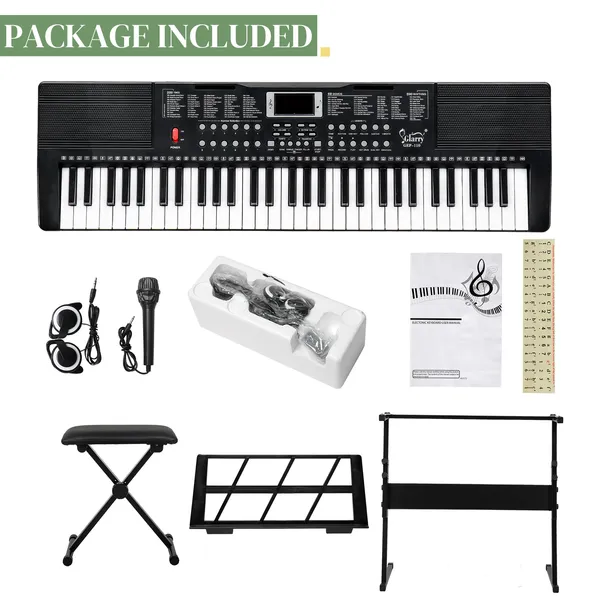Do Not Sell On Amazon GEP-110 61 Key Keyboard With Piano Stand, Piano Bench, Built In Speakers, Headphone, Microphone, Music Rest, LED Screen, 3 Teaching Modes For Beginners photo 4