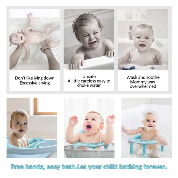 Baby Bath Seat,Baby Bath Chair, Newborn Shower Seat Bathtub Seat Cushion Children's Wrap-Around Shower Chair For 6 Months&Up Cyan photo 4