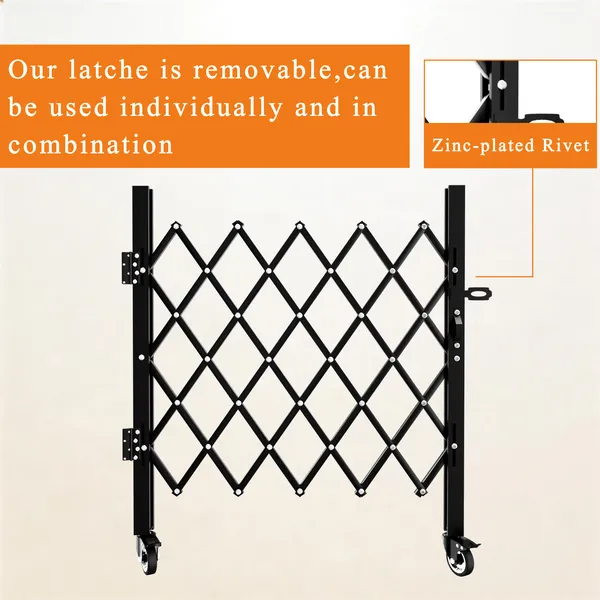 Foldable Security Gate, Expandable Safety Barrier With 360' Swivel Casters Lockable Design, Portable Mobile Rolling Barricade For Garage, Warehouse, Driveway And Pool Areas - 51.57' H X 74' W photo 2