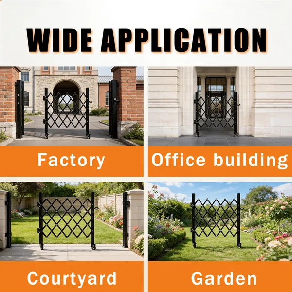 Foldable Security Gate, Expandable Safety Barrier With 360' Swivel Casters Lockable Design, Portable Mobile Rolling Barricade For Garage, Warehouse, Driveway And Pool Areas - 51.57' H X 74' W photo 6