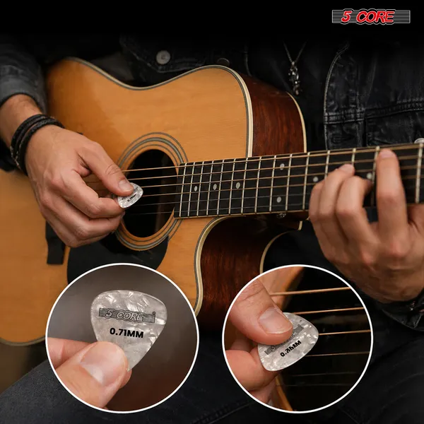 5 Core Guitar Picks 12 Piece Celluloid Light Medium Heavy Extra Heavy For Acoustic Electric Guitars photo 2