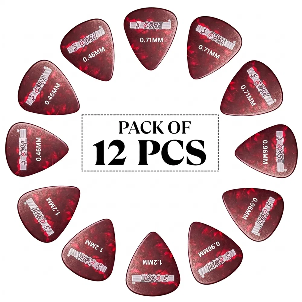5 Core Guitar Picks 12 Piece Celluloid Light Medium Heavy Extra Heavy For Acoustic Electric Guitars photo 3