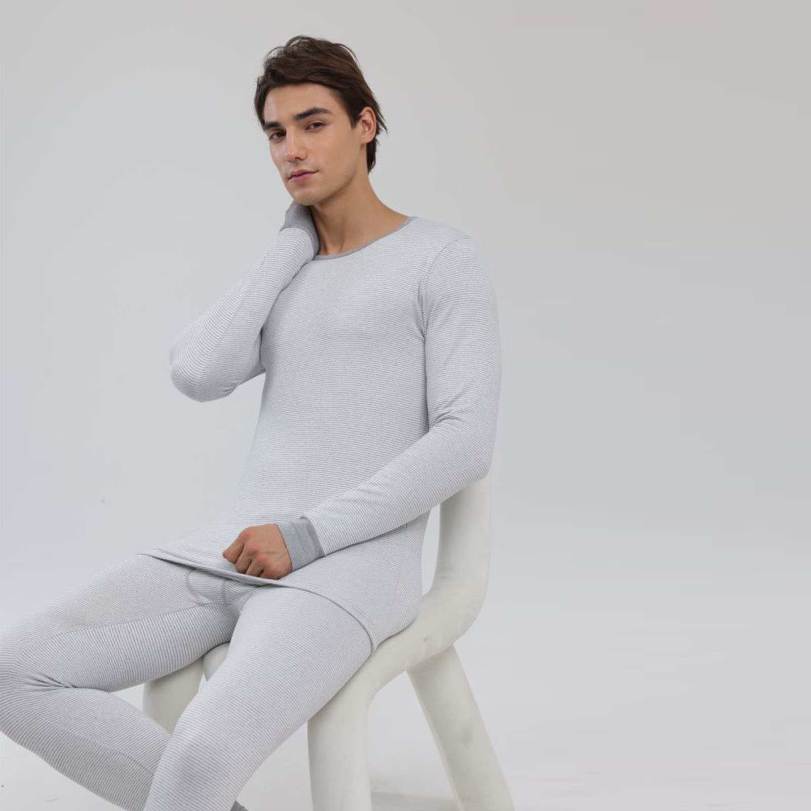 1 Set Men Thermal Underwear Set Knit Slim Fit Stylish Warm Winter Base Layer Cold Weather Clothing XXXL Size photo 5