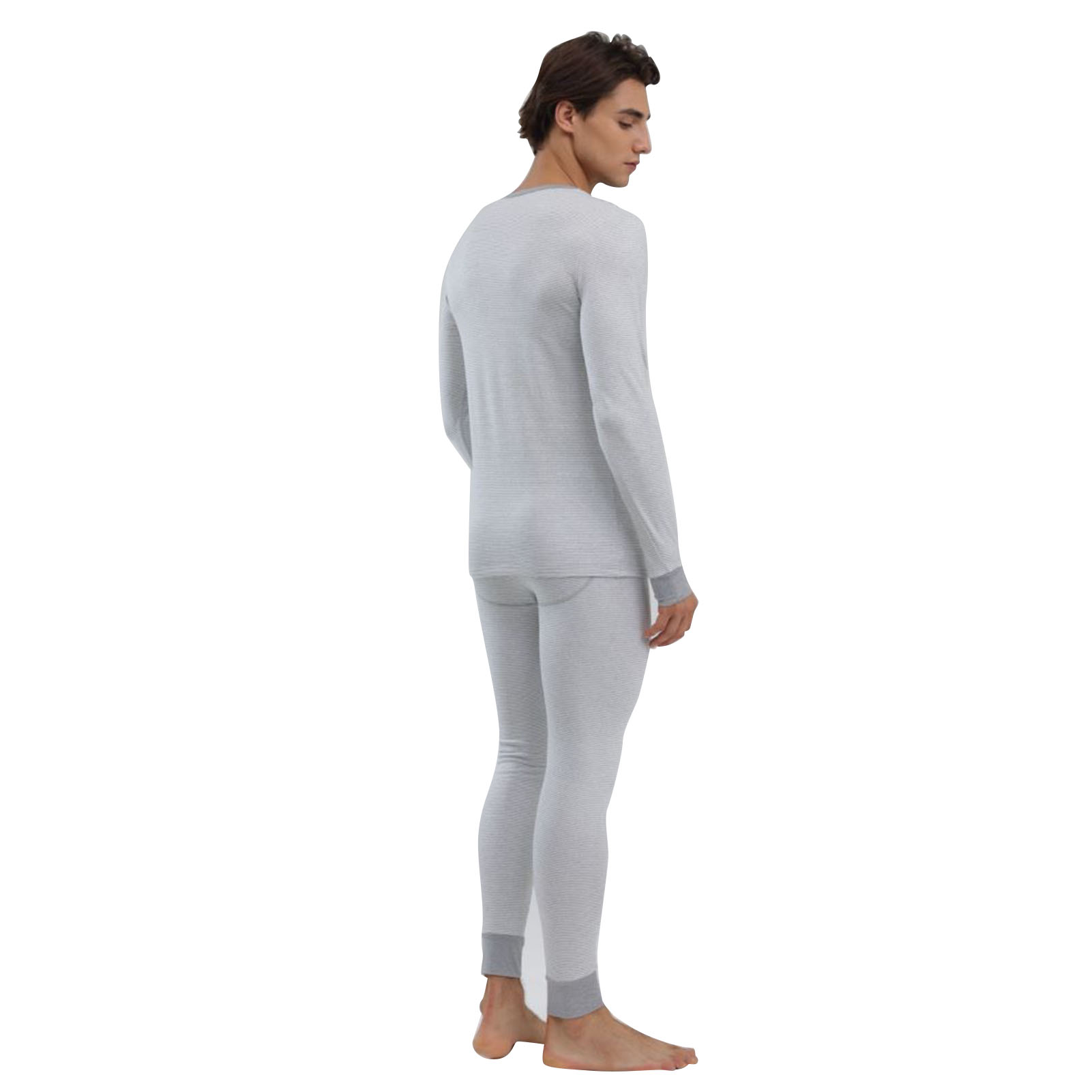 1 Set Men Thermal Underwear Set Knit Slim Fit Stylish Warm Winter Base Layer Cold Weather Clothing S Size photo 6