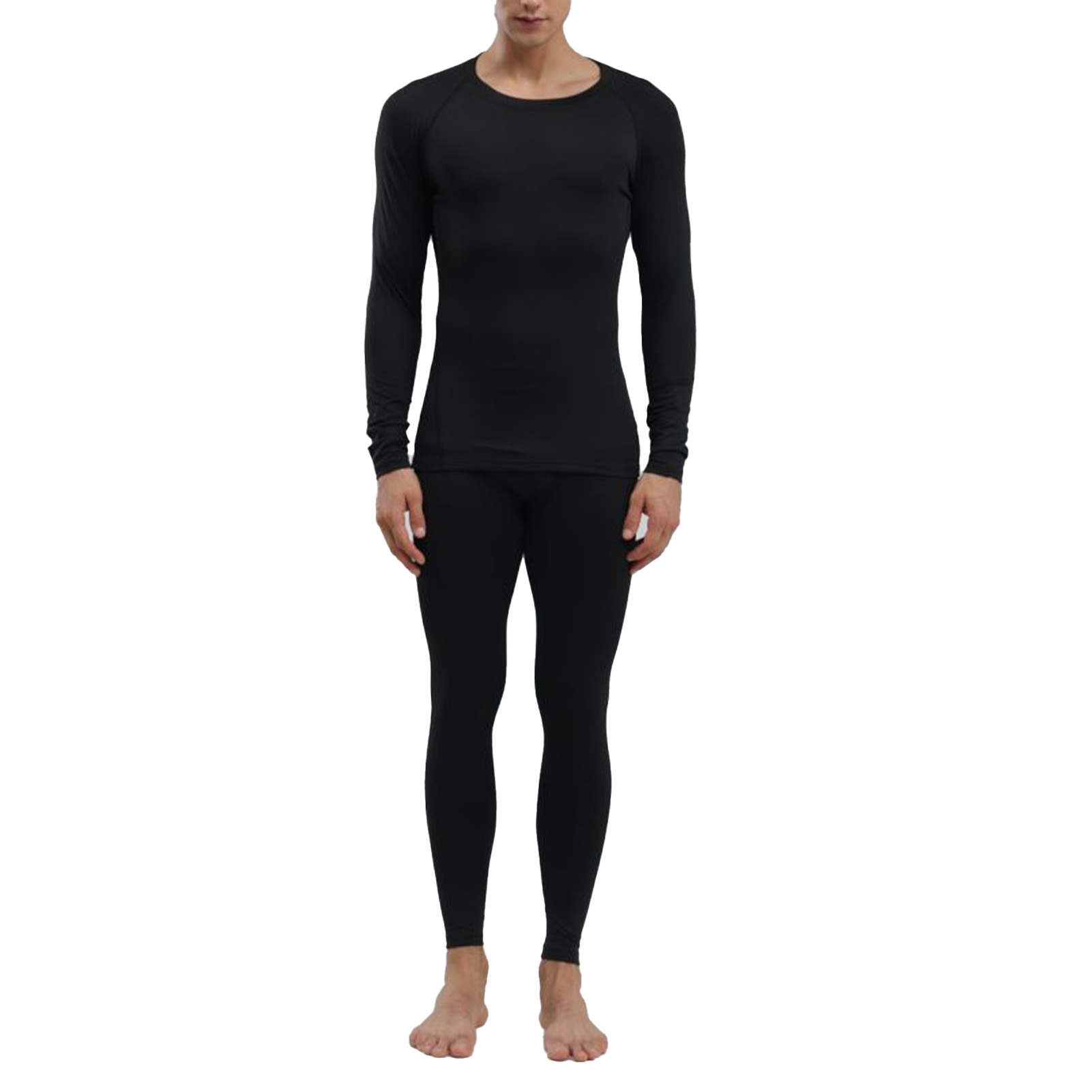 Men's Thermal Underwear Black Stylish Soft Close Fitting Men Cold Weather Top Bottom Set Base Layer For Autumn Winter XXL photo 6