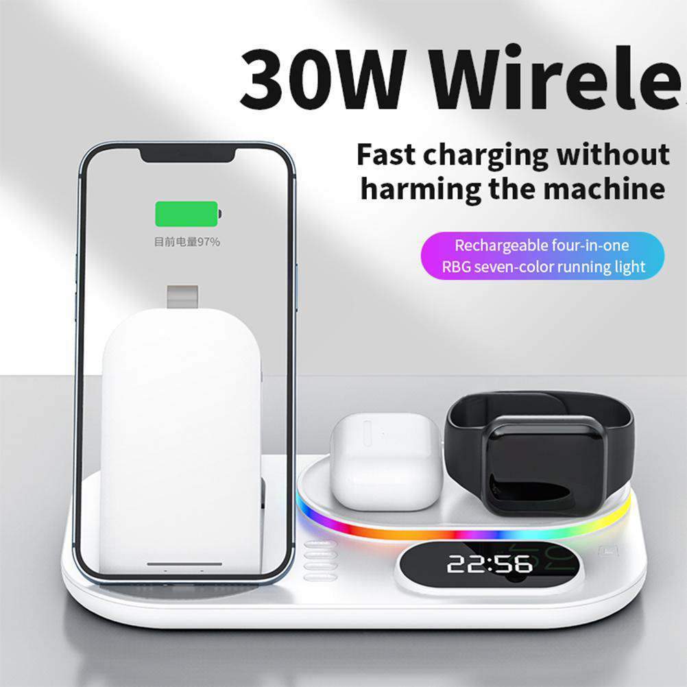 Wireless Charging Station 4 In1 Fast Charging Station Wireless Charger Stand Compatible For  13 12 3 2 Pro IWatch 7 6 5 SE 4 3 2 1 For  Galaxy photo 4