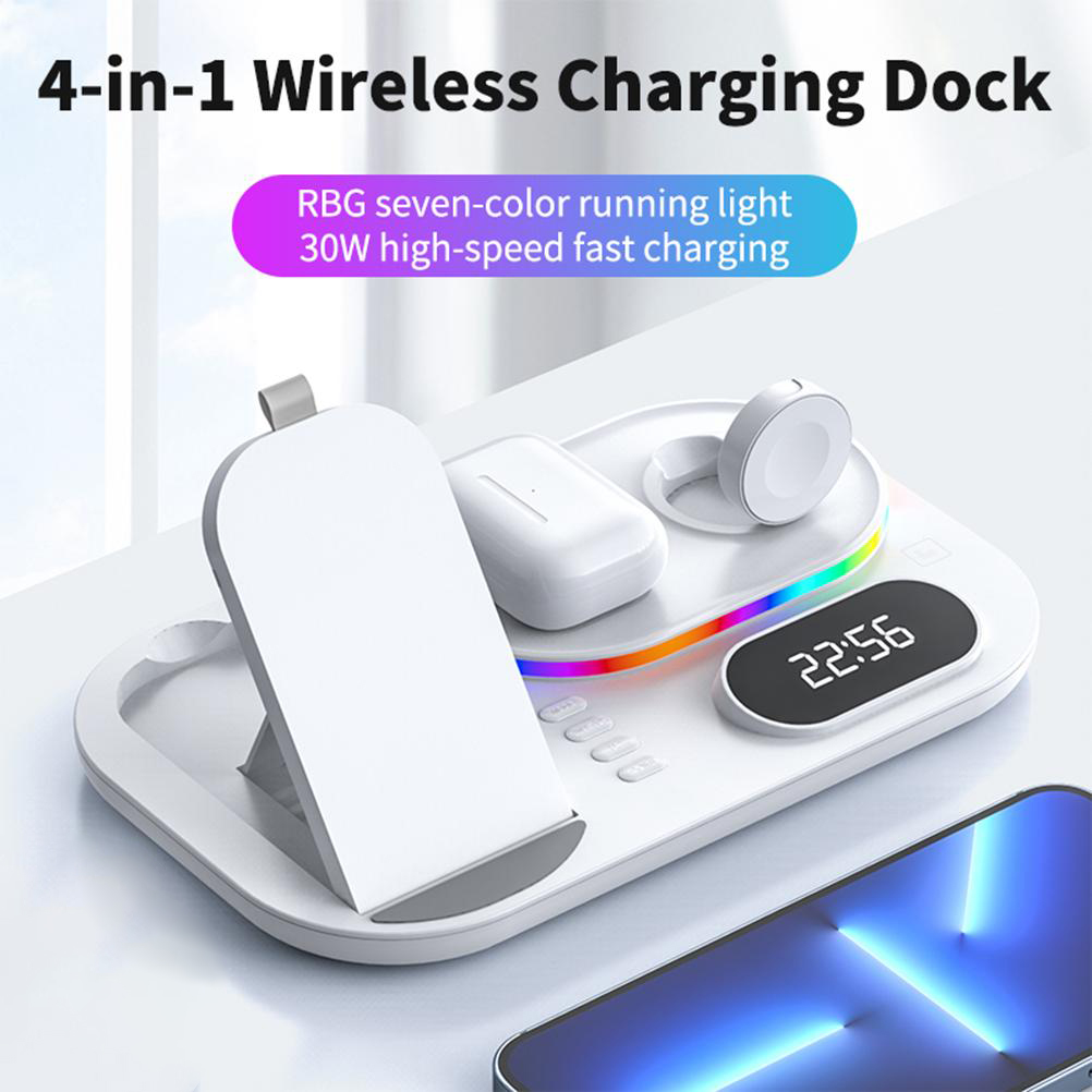Wireless Charging Station 4 In1 Fast Charging Station Wireless Charger Stand Compatible For  13 12 3 2 Pro IWatch 7 6 5 SE 4 3 2 1 For  Galaxy photo 3