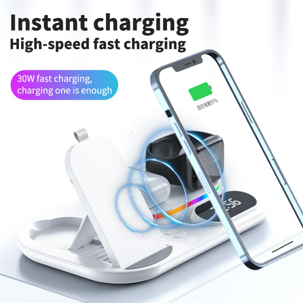 Wireless Charging Station 4 In1 Fast Charging Station Wireless Charger Stand Compatible For  13 12 3 2 Pro IWatch 7 6 5 SE 4 3 2 1 For  Galaxy photo 5
