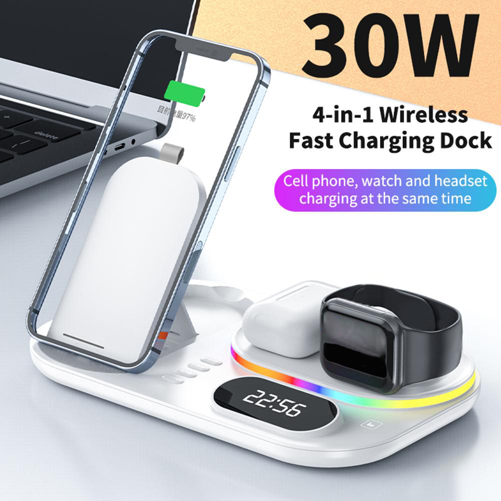 Wireless Charging Station 4 In1 Fast Charging Station Wireless Charger Stand Compatible For  13 12 3 2 Pro IWatch 7 6 5 SE 4 3 2 1 For  Galaxy photo 2
