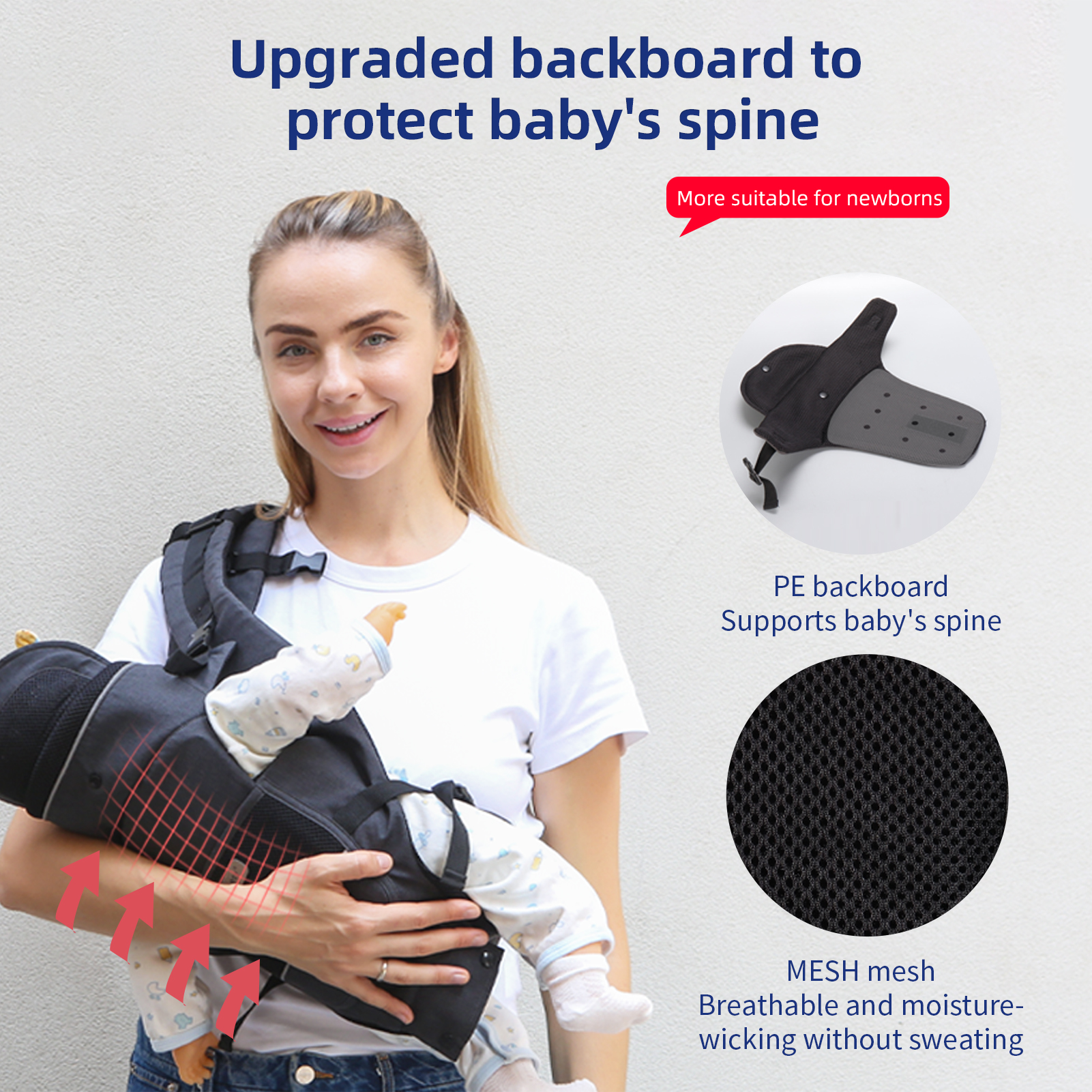 1 Infant Growth Harness  For Newborns To Toddlers  0 - 44 Pounds  Detachable Board, Safety Reflective Strips, Front And Rear Baby Holders, Sling-style Harness, Suitable For Infants Aged 0 - 36 Months photo 5